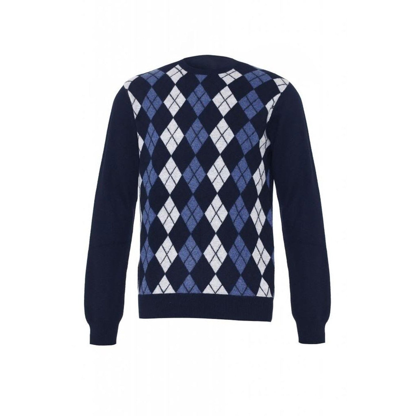 Men's Cashmere Argyle Round Neck Jumper