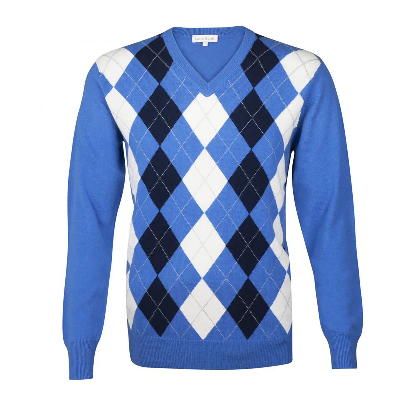 Men's Cashmere Argyle V Neck Jumper