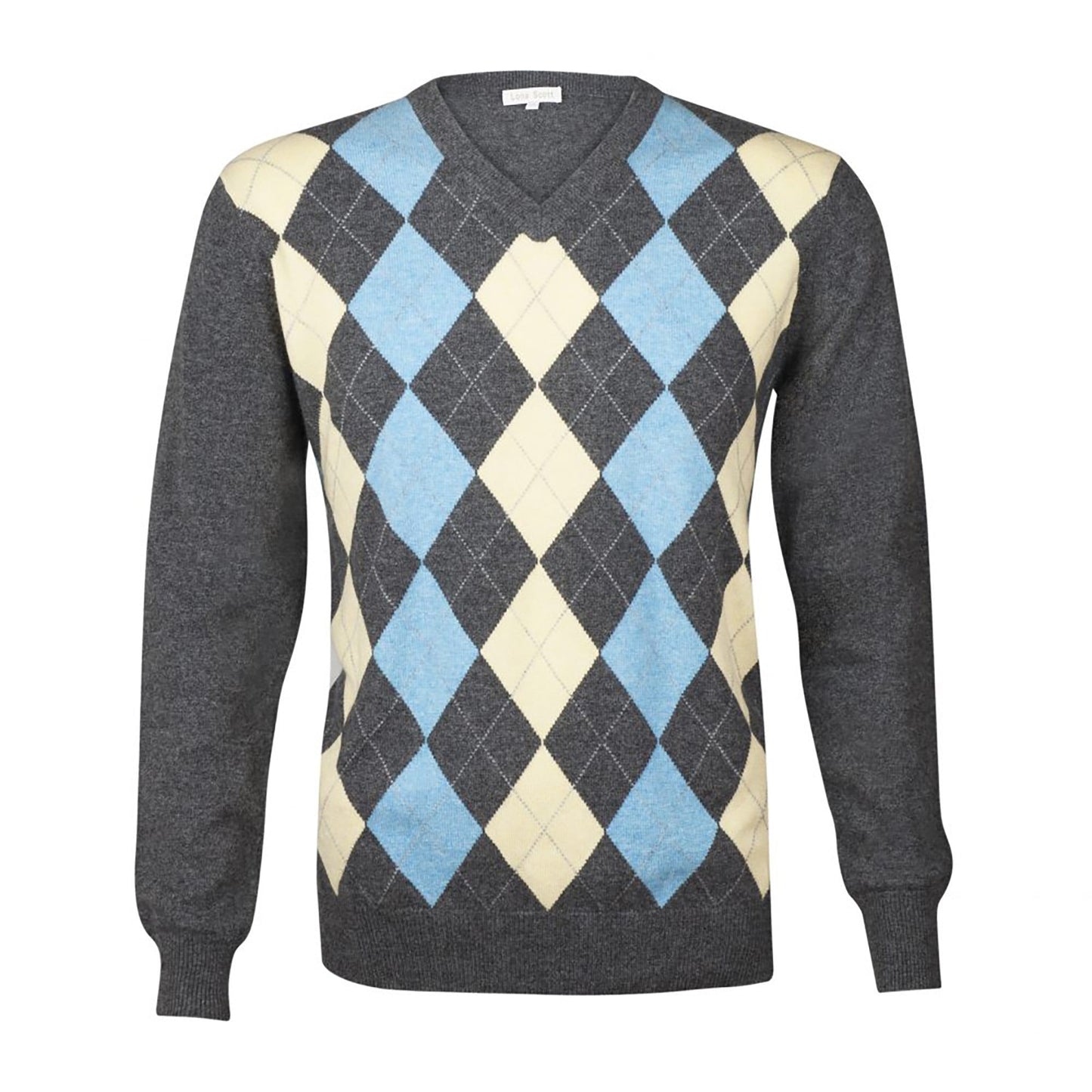 Men's Cashmere Argyle V Neck Jumper