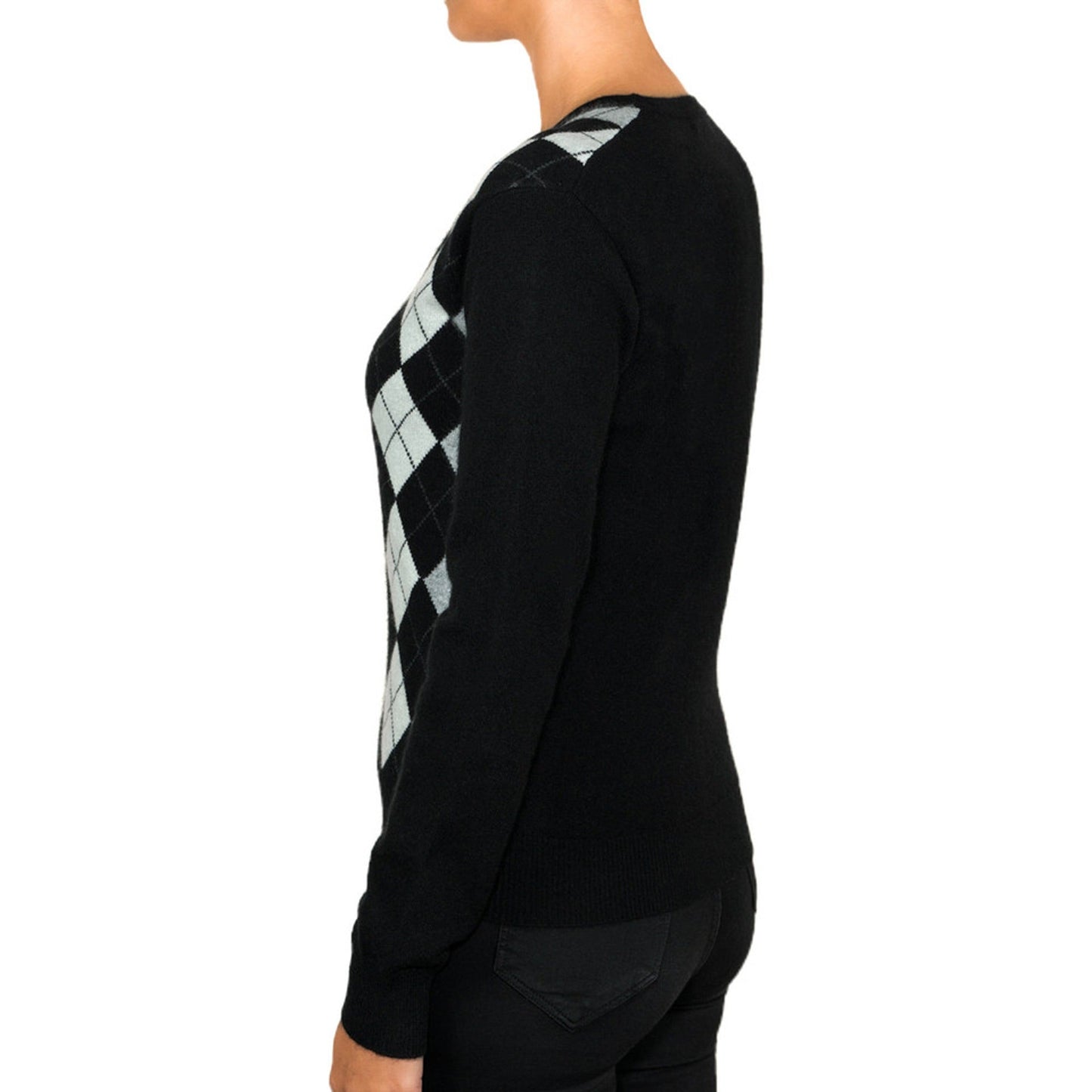 Cashmere Argyle V Neck Jumper