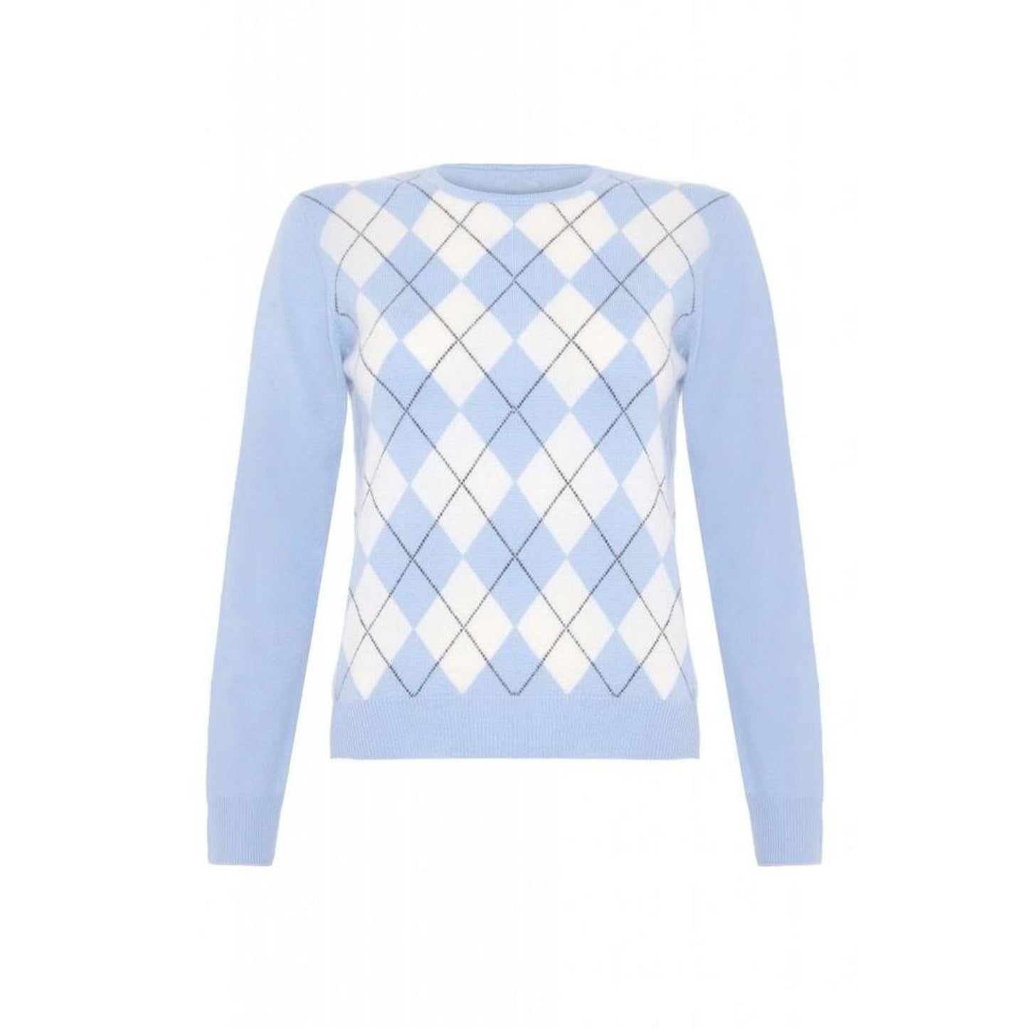 Cashmere Argyle Round Neck Jumper