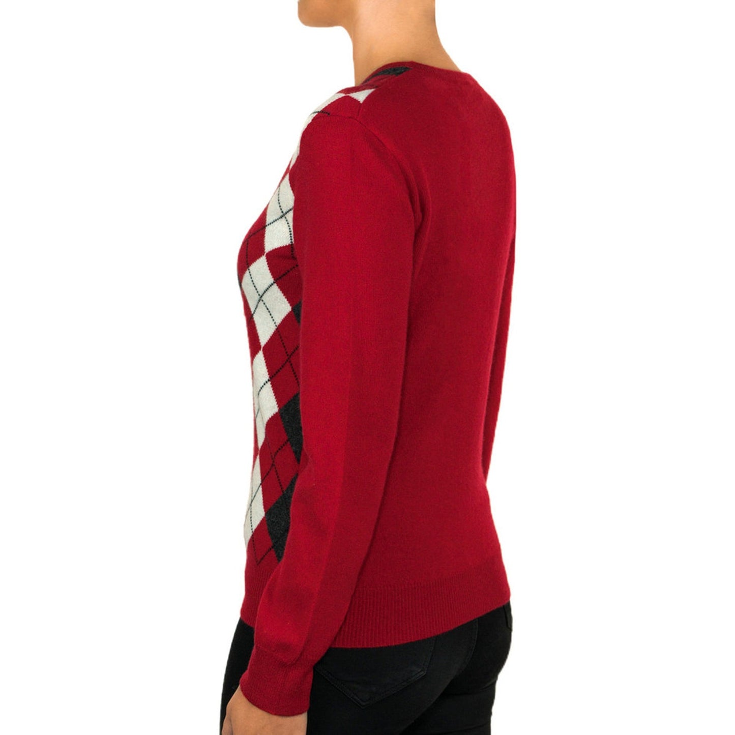 Cashmere Argyle V Neck Jumper