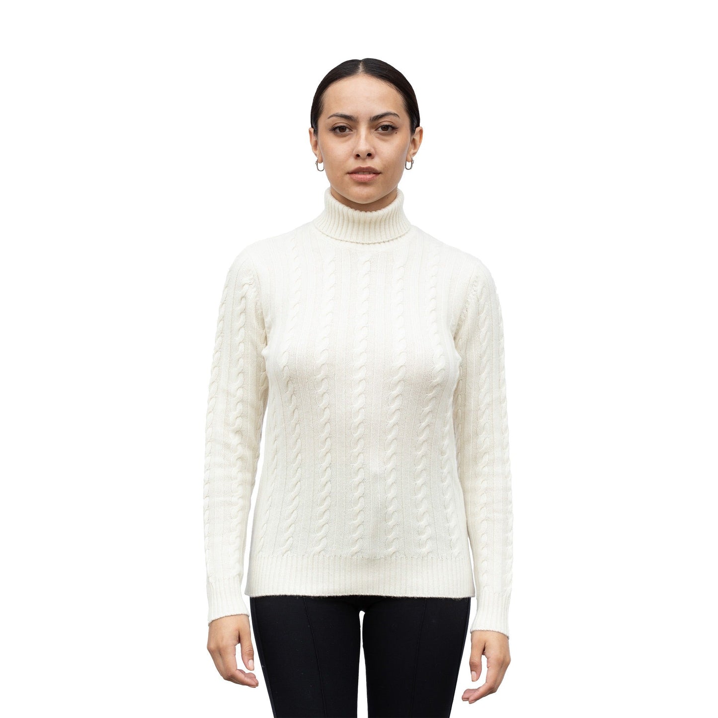 Cashmere Cable Roll Neck Jumper