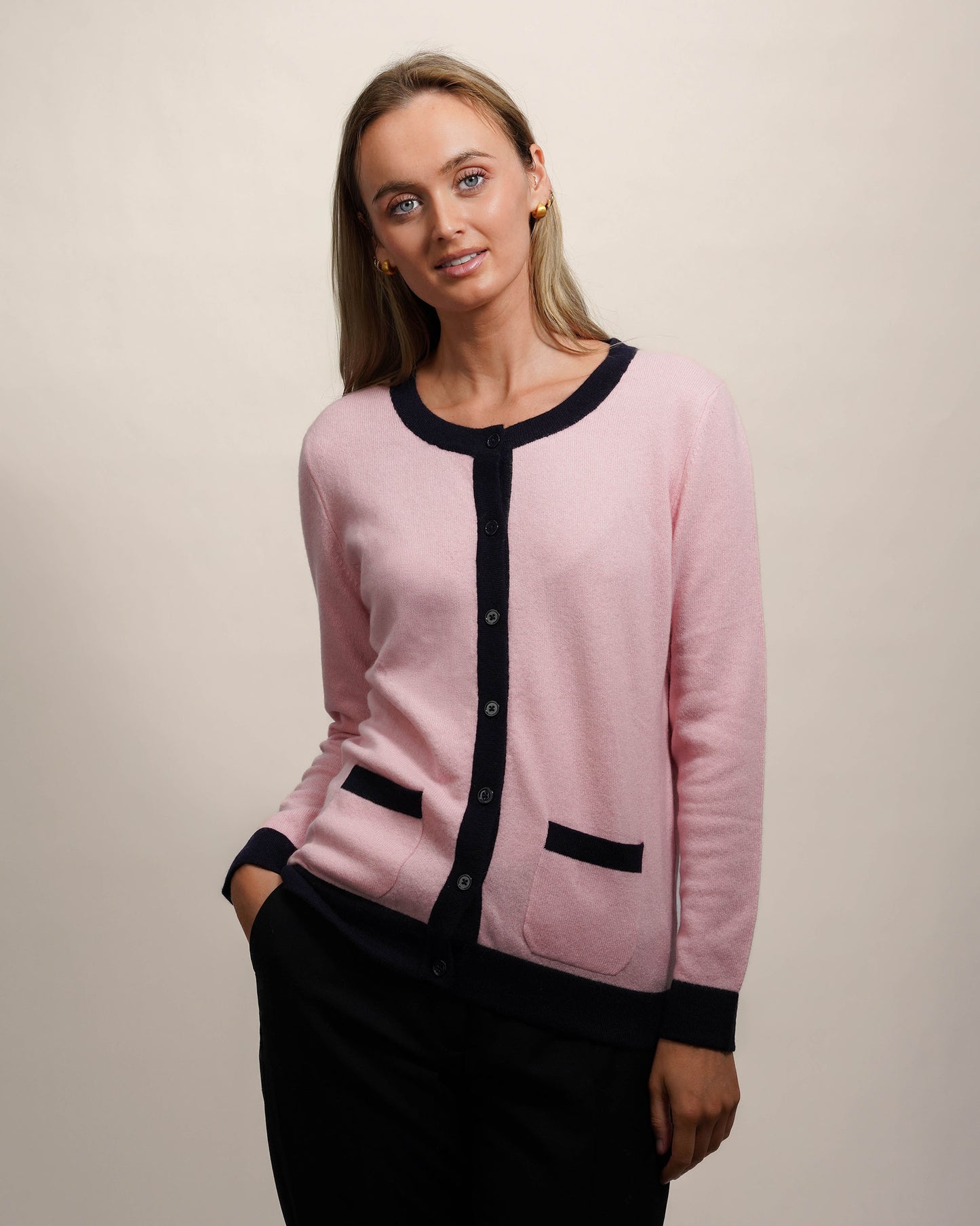 Two Tone Cashmere Cardigan