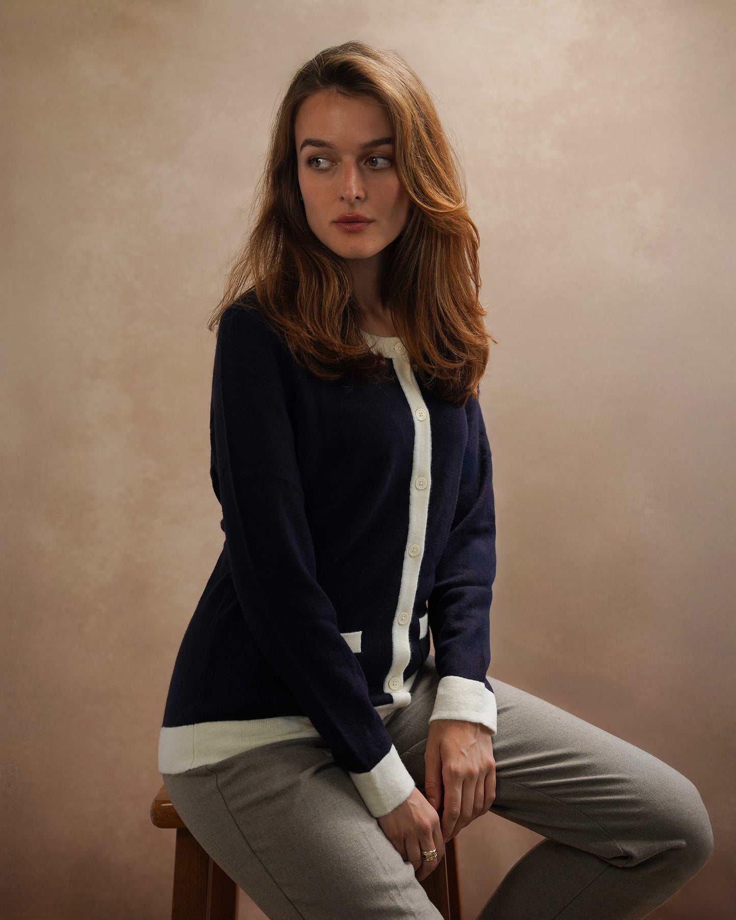 Two Tone Cashmere Cardigan