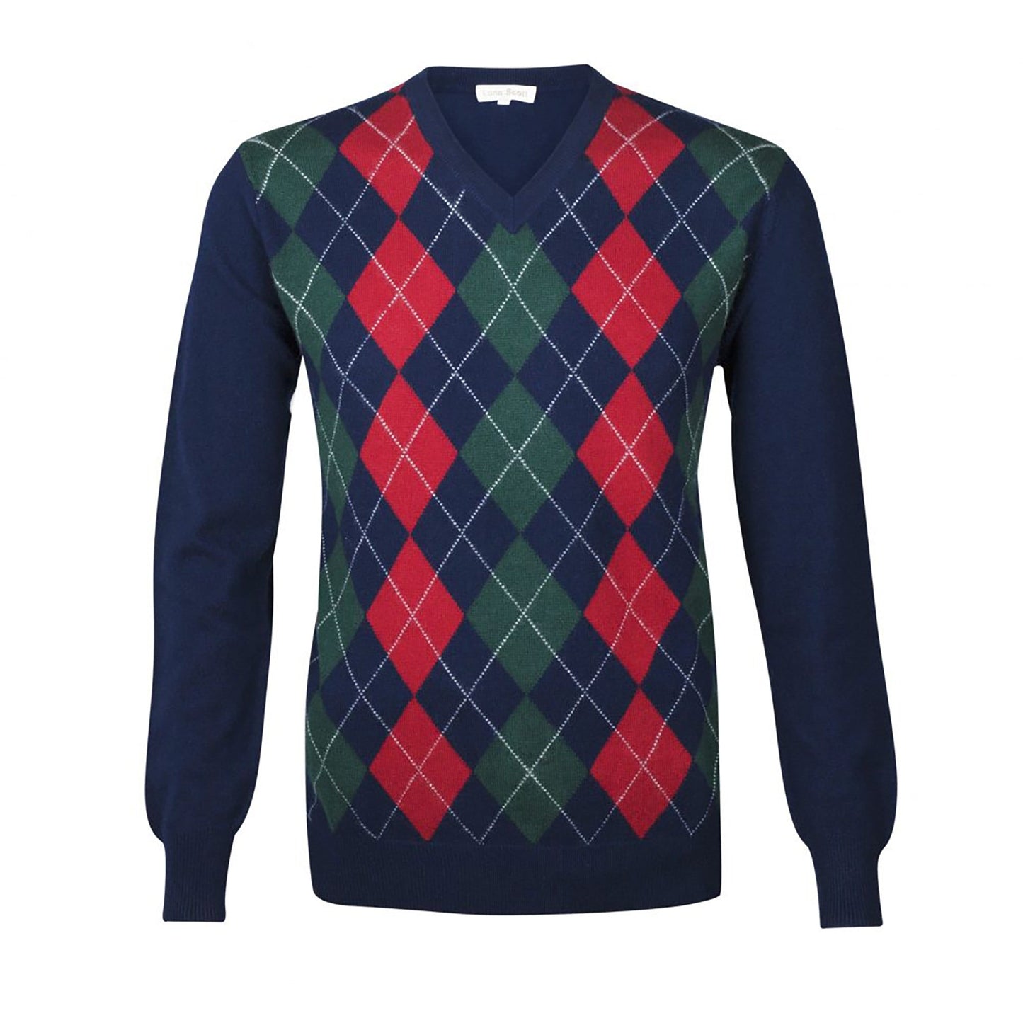 Men's Cashmere Argyle V Neck Jumper