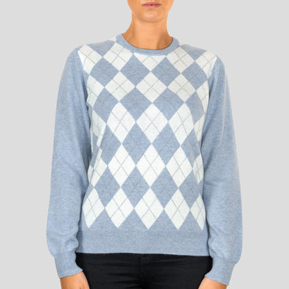 Cashmere Argyle Round Neck Jumper
