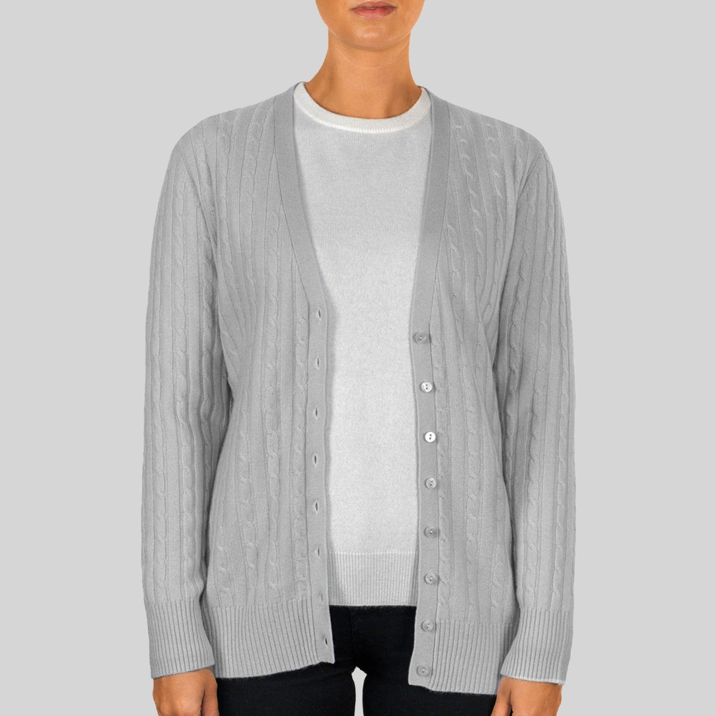 Long Cashmere Cable Cardigan