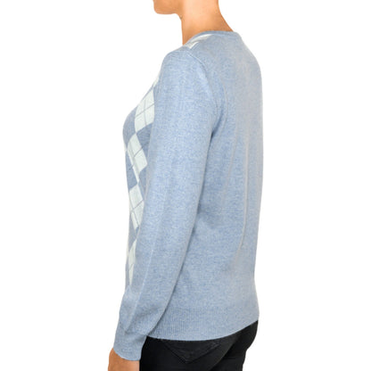 Cashmere Argyle Round Neck Jumper