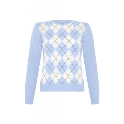 Cashmere Argyle Round Neck Jumper