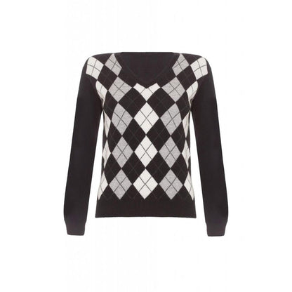Cashmere Argyle V Neck Jumper