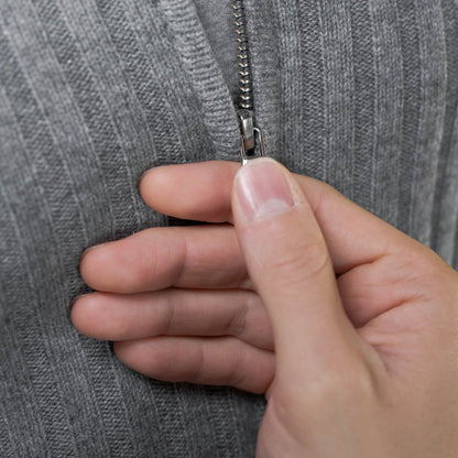Ribbed Cashmere Zip Up