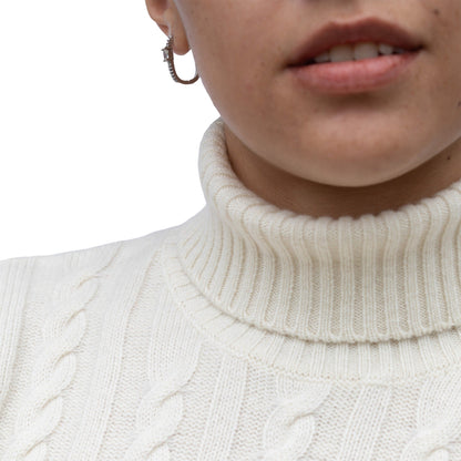 Cashmere Cable Roll Neck Jumper