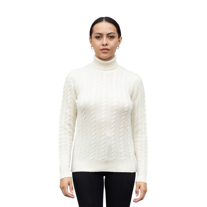 Cashmere Cable Roll Neck Jumper